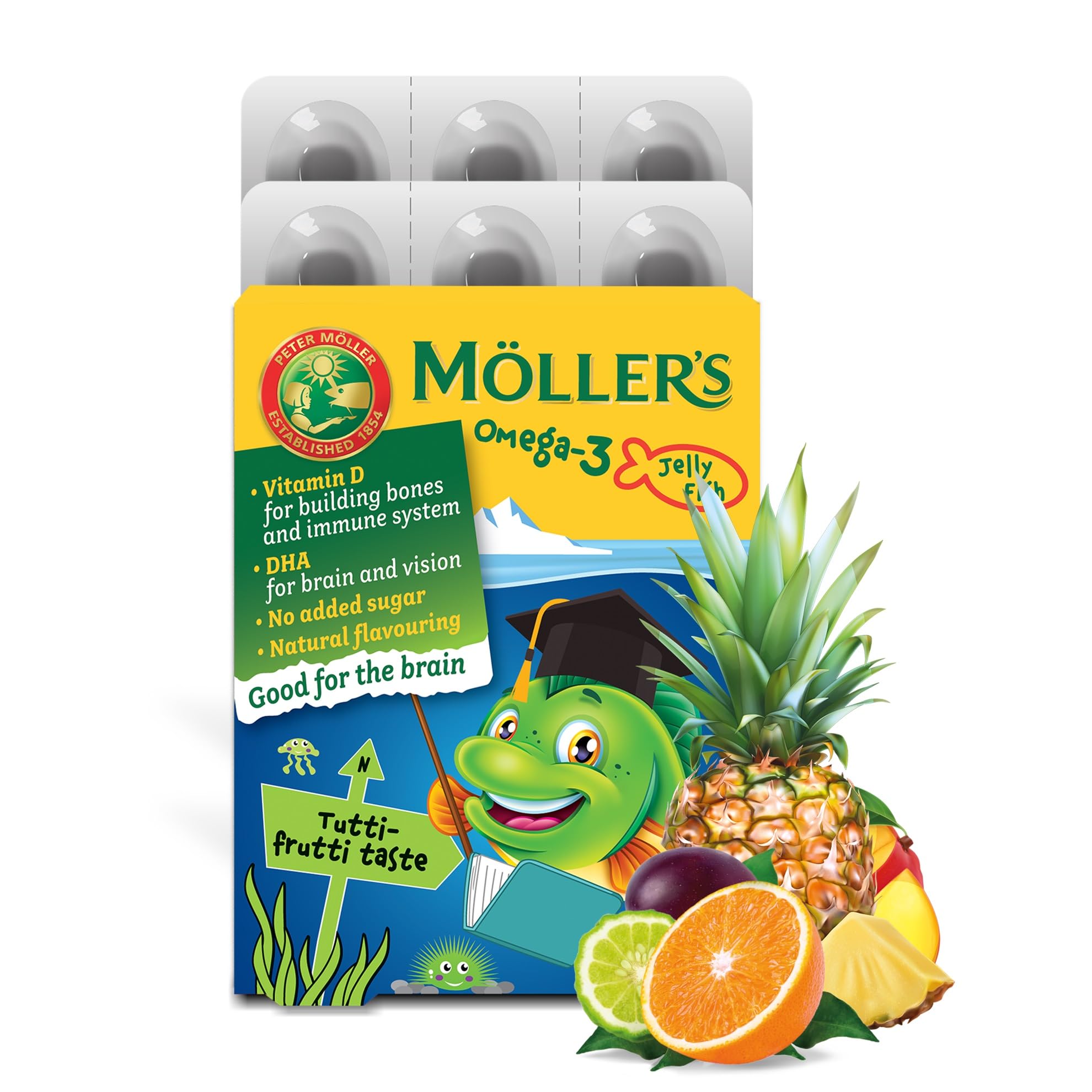  Moller’s Omega 3 Jellies for Children - Tutti Frutti Flavor, 36 Capsules
| Moller’s Omega 3 Fish Oil Gummies for Kids -